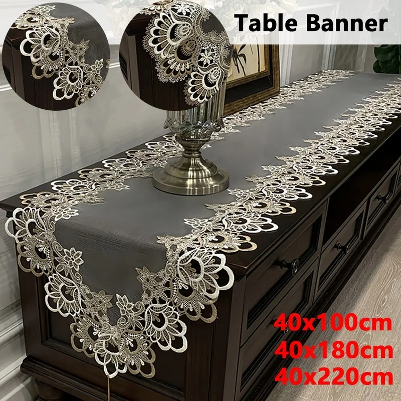 Oval Table Runner embroidered Tea Table TV Cabinet Tablecloth Lace Dresser Table flag Shoe Dust Cover Vintage Table Cloth