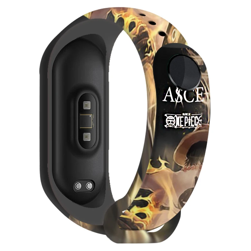 JP Anime One Piece Fire Fist Ace Watchband Replacement Band For Xiaomi Mi 5 6 Silicone Wrist Strap Miband 3 4 | Украшения и