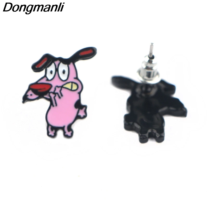 P4190 Dongmanli милые серьги-гвоздики в виде собаки для женщин эмалевые серьги