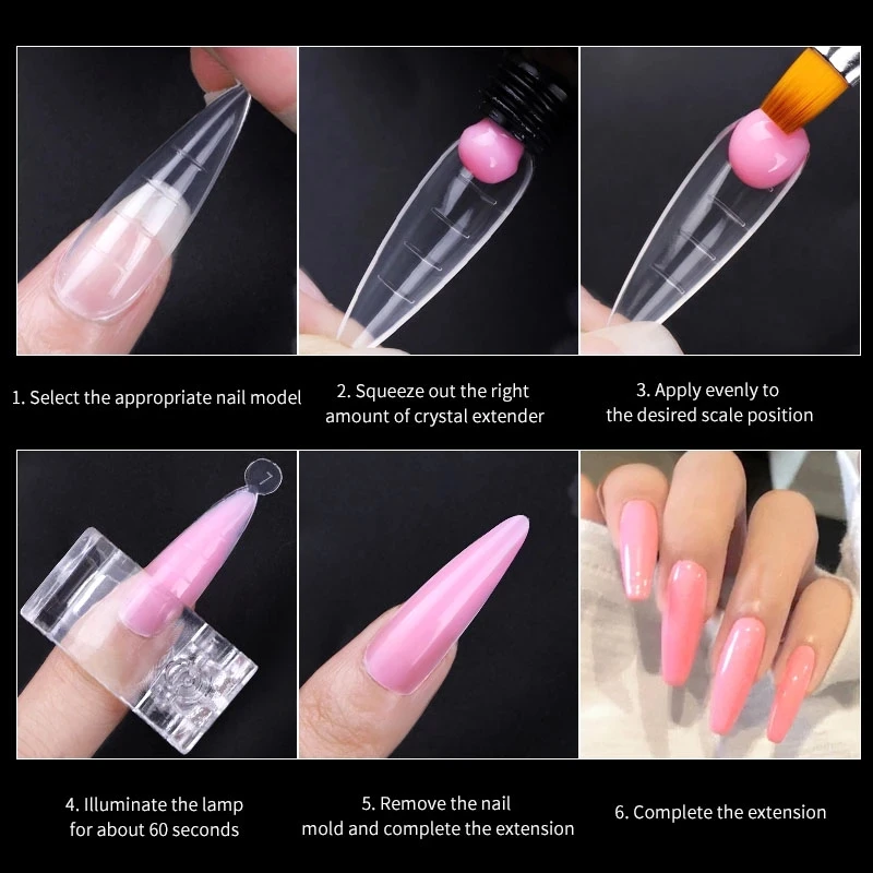 

120Pcs Clear Nail Art Mould Crystal False Extend Tips Nail Form UV Gel Quick Building Extend Finger Display Manicure Accessories