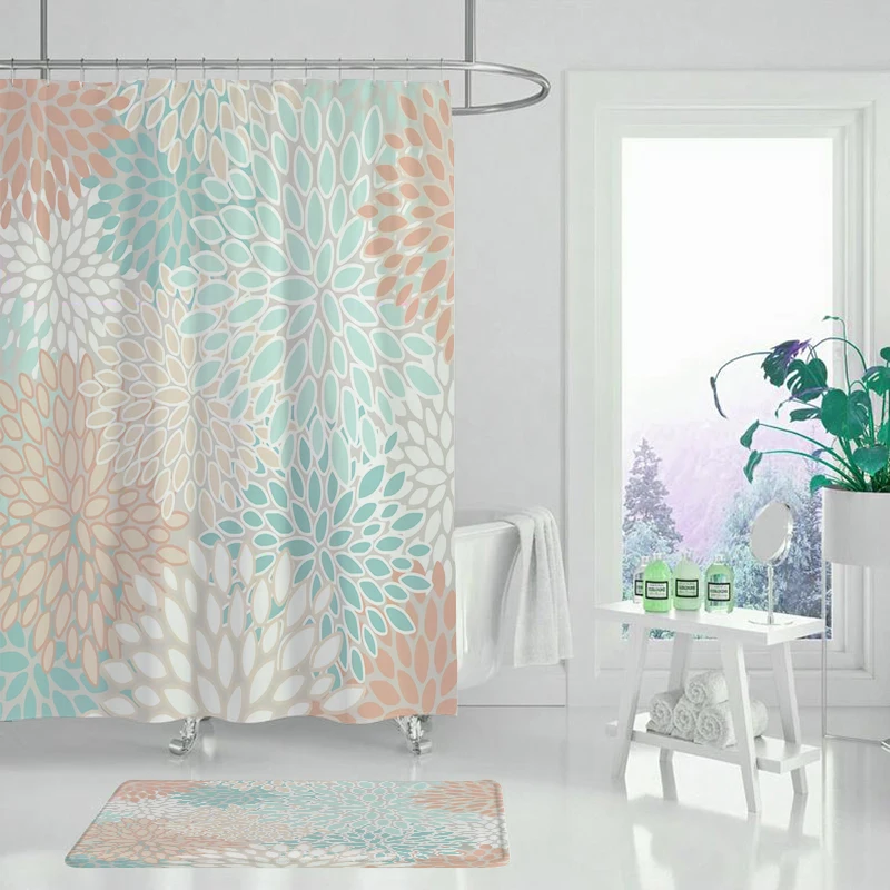 Занавеска для душа водонепроницаемая тканевая шторка из полиэстера ванной