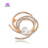 classic designreal gold plated made with cz zircon stones and simulated pearl fairy dancing brooch for women and girl