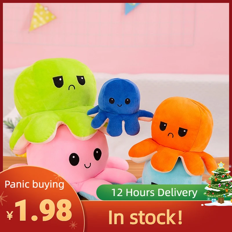 

Strange Genuine Flip Octopus Animal 2021 Kids Octopus Luminous Funny Turno Octopus Bedroom Recommend Stuffed Toys
