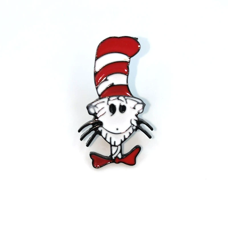 Dr Seuss cat модная винтажная одежда булавки дети мужчины женщины веселый рюкзак Одежда diy эмаль броши значок воротник подарки