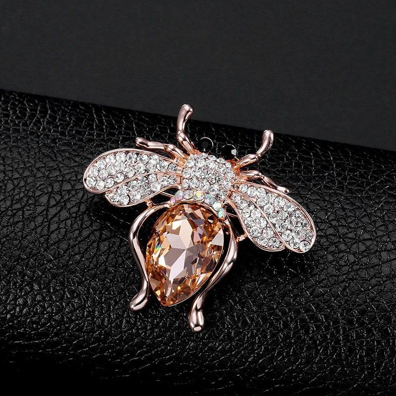 

Trendy Crystal Brooches CZ Animal Insect Champagne Pink Blue Party Jewelry Wholesale Gift for Women Girls Gift Dropshipping