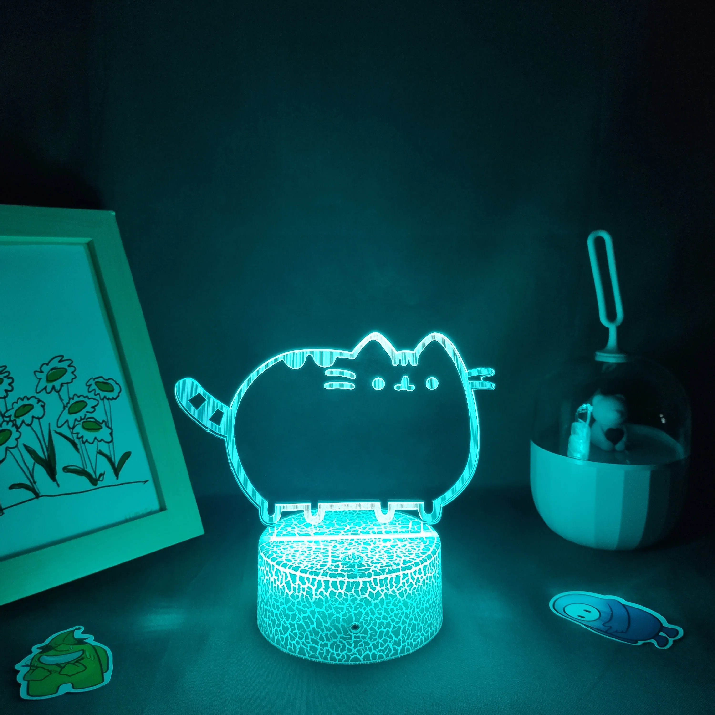 Милые животные Кошка Котенок 3D светодиодная неоновая фотовспышка RGB с