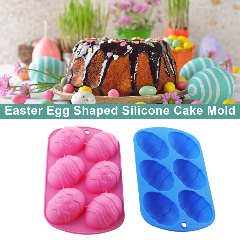 

6-Cavity Easter Egg Shaped Silicone Mold for Chocolate Candy Gummy Ice Cube Jelly Cake Baking Molds Easter Decoration