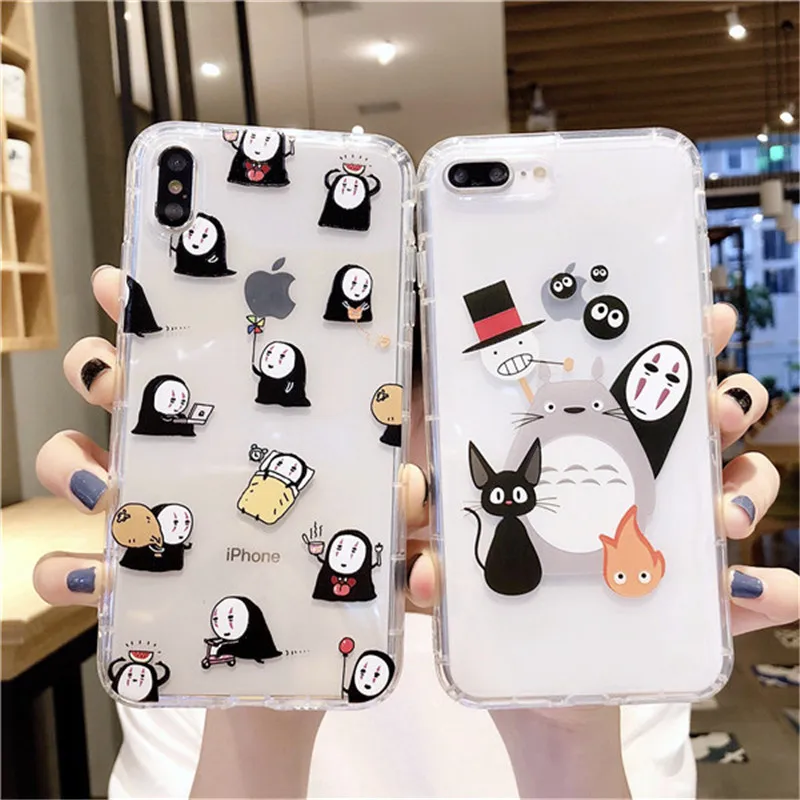 Японский мультфильм Тоторо унесенный спиром Ghibli Аниме Миядзаки Kaonashi мягкий прозрачный чехол для телефона iPhone XR X 7 7Plus 6 6S XS Max case