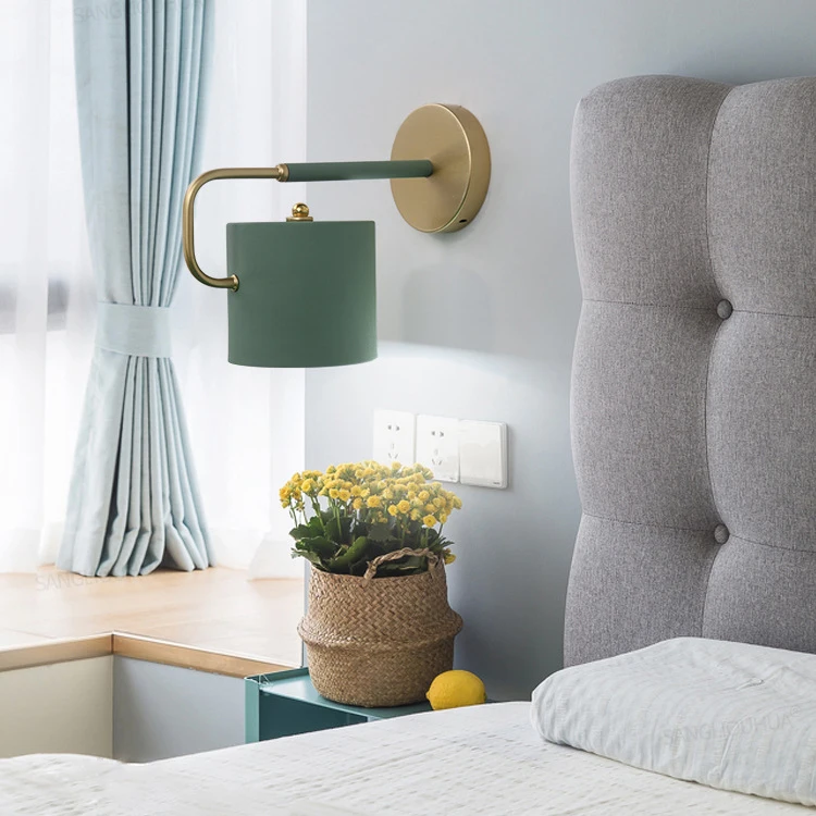 Настенная лампа в скандинавском стиле макарон прикроватные светильники для