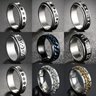 Серебристое кольцо для тревоги из нержавеющей стали для женщин Луна Звезда цепь Спиннер Колечки вращаются свободно спиннинг анти-стресс для мужчин 2022