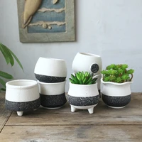 black white ceramic flower pot snowflake inkjet creative crafts simple potted ornaments succulent flowerpot home decor
