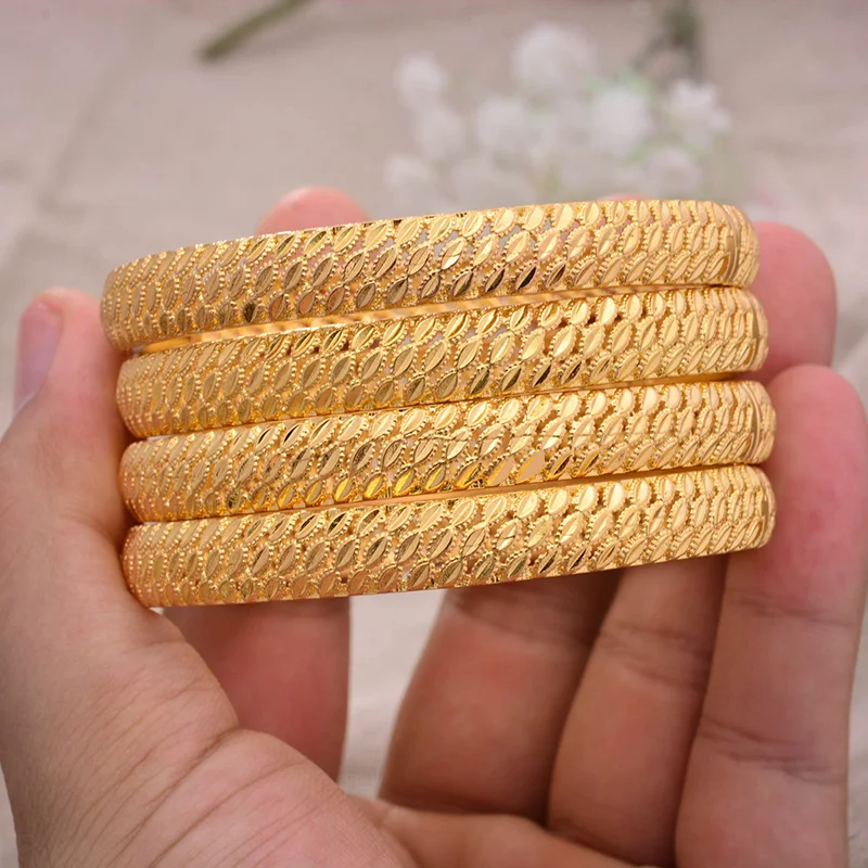 4 шт./лот Дубай золотой цвет для мужчин и женщин браслет медь широкие браслеты