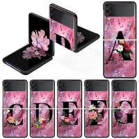 flower letter case for samsung galaxy z flip 3 hard silicone tpu funda shockproof cover luxury phone shell