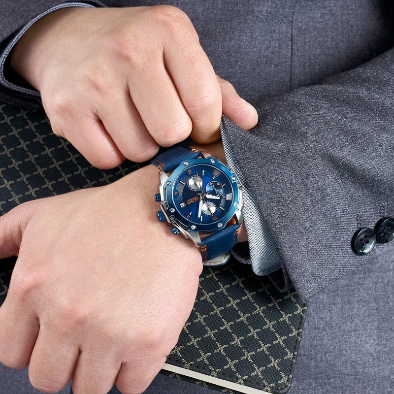 Часы MEGIR Мужские кварцевые с хронографом креативные деловые армейские в стиле