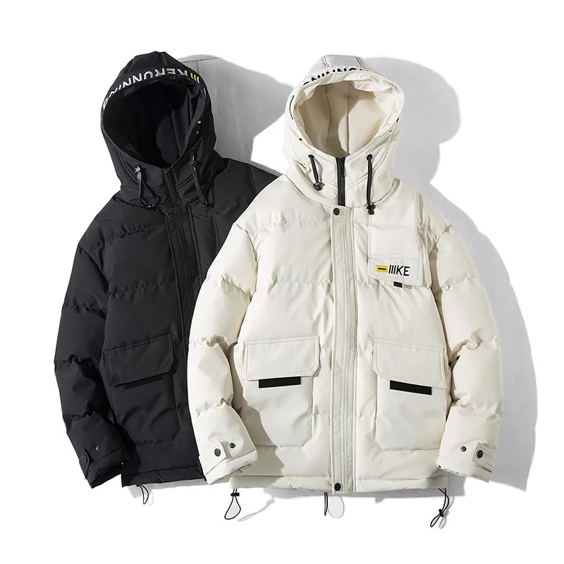 

Men's Padded Hooded Jacket 2021 Winter Thick Parkas Polyester Men Clothes Print Warm Coats Mens Clothing Oversized M-8XL