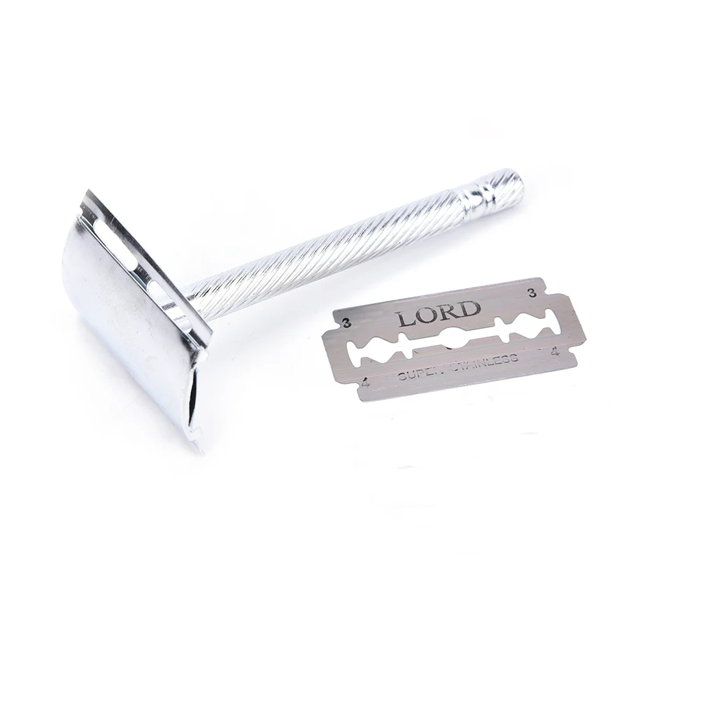 

1 Set Practical Safety Men Double Edge Blade Shaving Hair Razor Shaver 2 Blades Old-Style