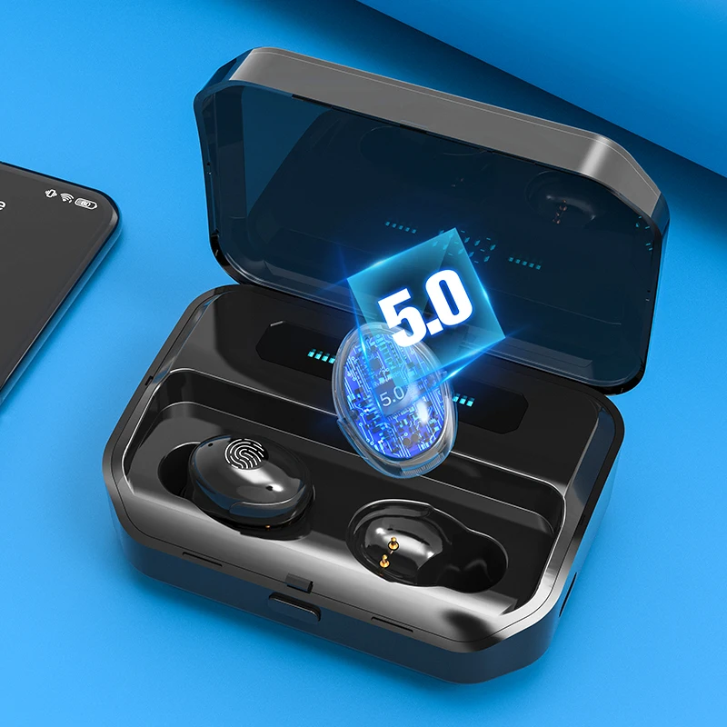 

TWS-наушники с зарядным футляром и поддержкой Bluetooth 4200, 5,0 мАч