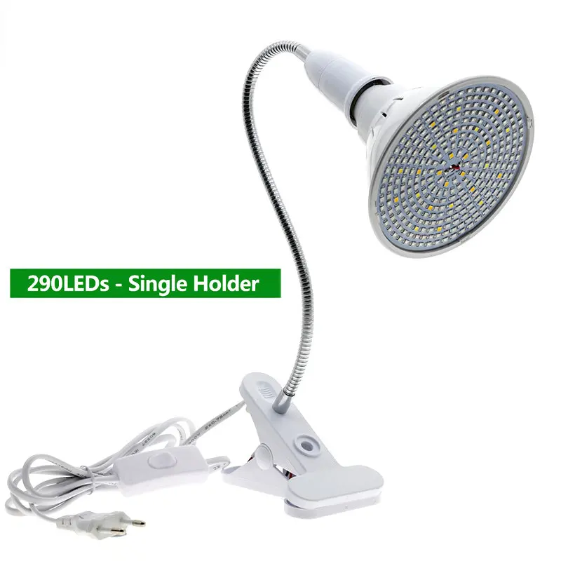 290 LEDs Single 220V Phytolamp E27 полный спектр светодиодный Grow светильник гибкий металлический шланг зажим-по выращиванию светильник s Крытый Фито лампы для растений, цветы - Испускаемый цвет: 290 LEDs Single