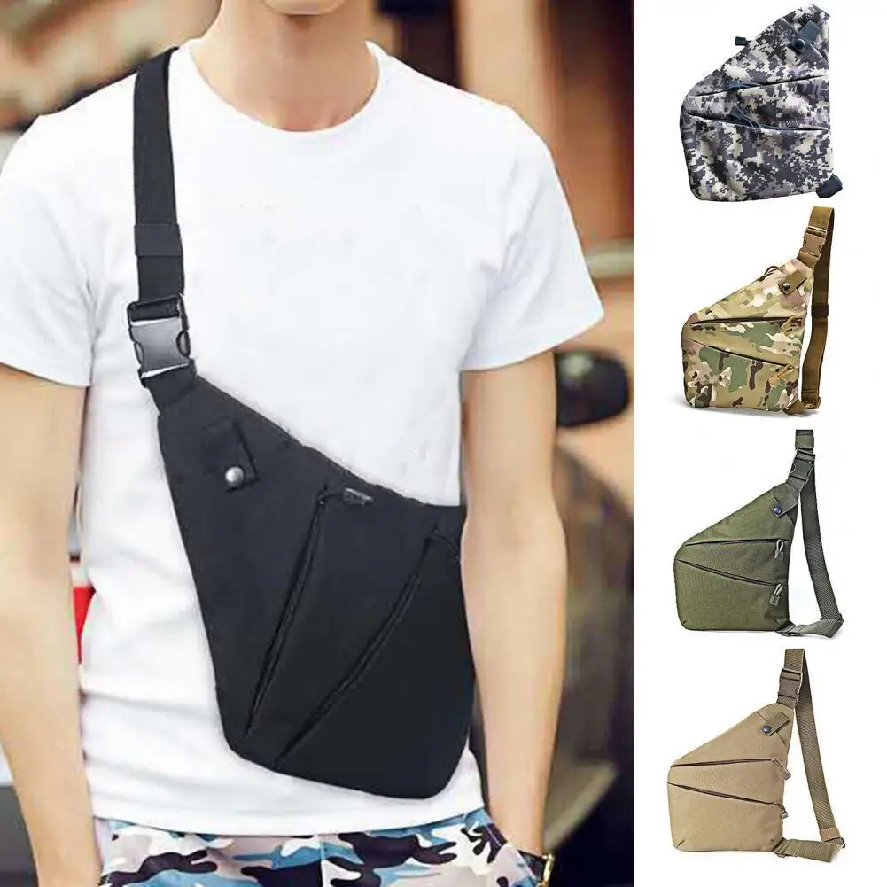 

Single Shoulder Bag Adjustable Strap Multi-function Men Wear Resistance Zipper Left/Right Shoulder Bag for Climbing
