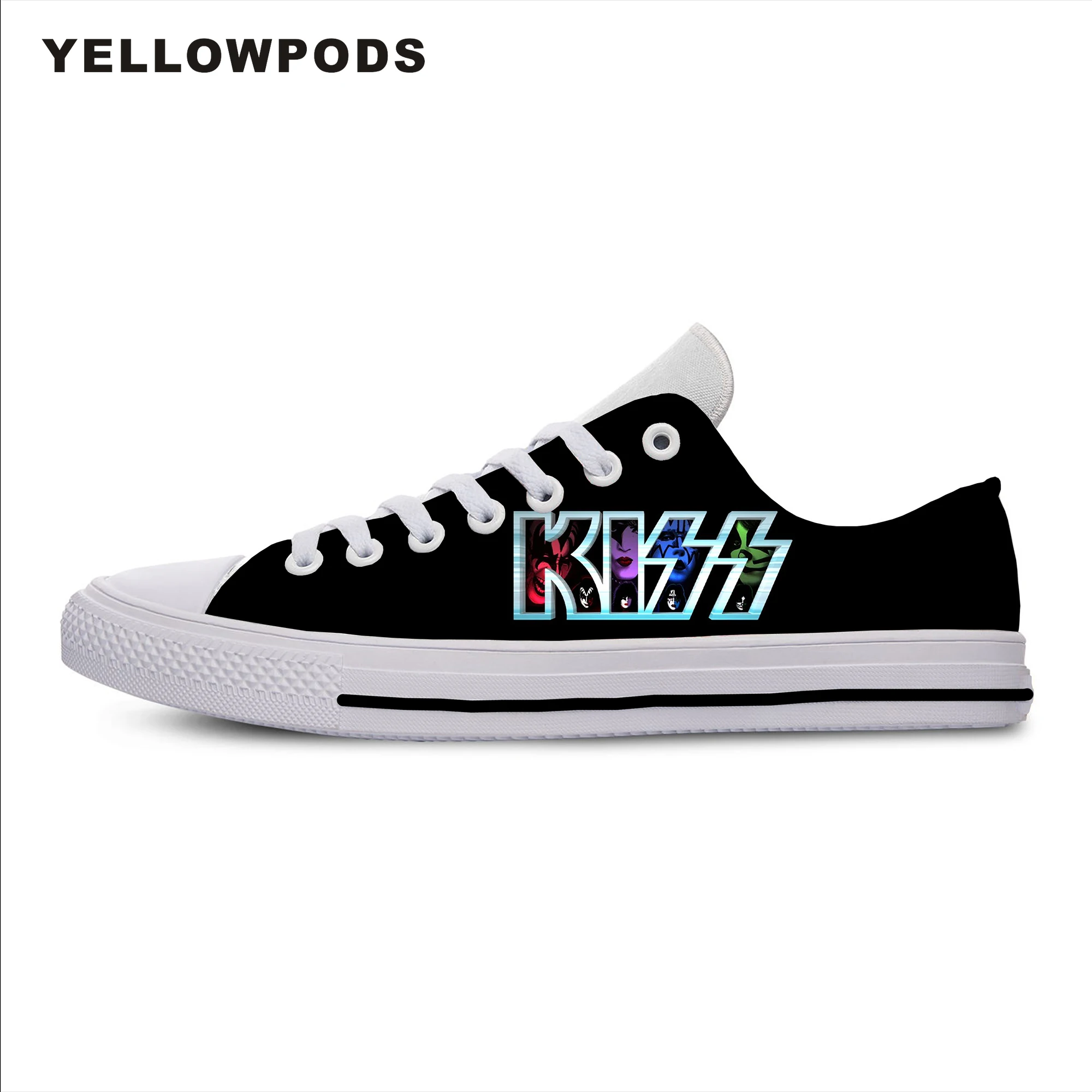 

Mens Shoes Casual Music Band Kiss Design Lace-up Casual Breathable Shoes Walking Shoes Customized White Brand Shoes