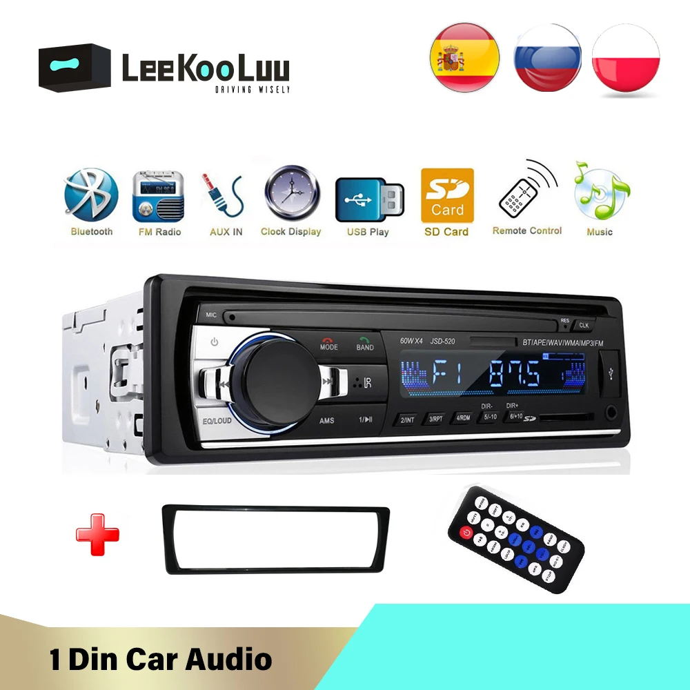 Автомагнитола LeeKooLuu 1 Din FM Aux-in стереоприемник SD USB In-dash центральный мультимедийный