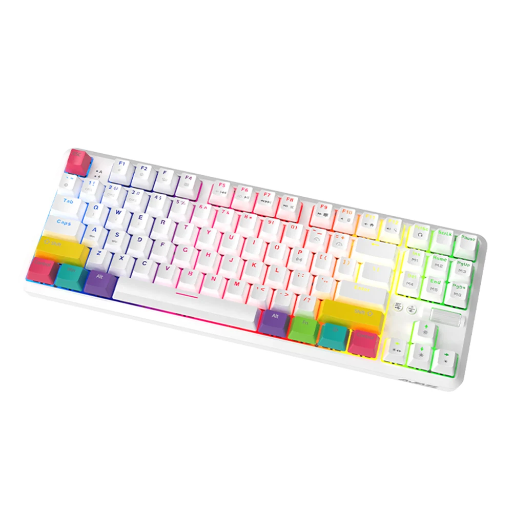Tipo-c com Fio Mecânico para Notebook Ajazz Teclas Bluetooth Duplo Modo Recarregável Rgb Retroiluminado Teclado Computador Portátil K870t 87