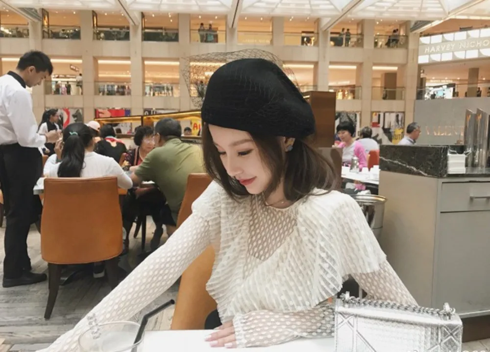 Шерстяной головной убор женский складной шапки M han edition модная шляпа