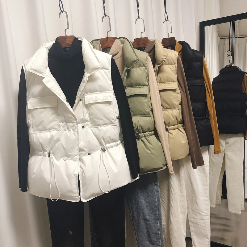 

down vest women's short jacket waistcoat Korean ladies Lightweight autumn winter leisure stand collar vests coat