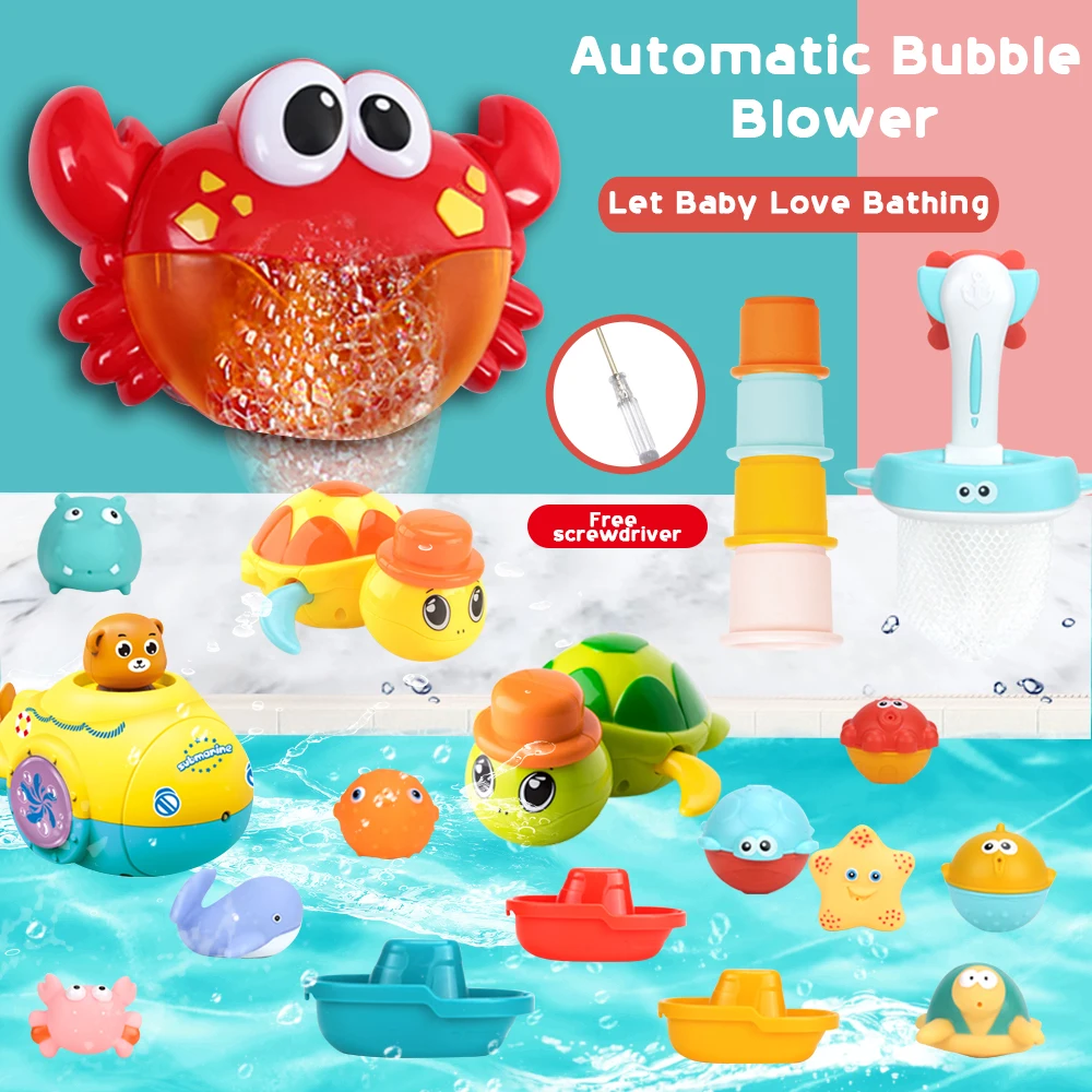 

Outdoor Bubble Frog&Crabs Baby Bath Toy Bubble Maker Swimming Bathtub Soap Machine Toys for Children With Music Water Toy