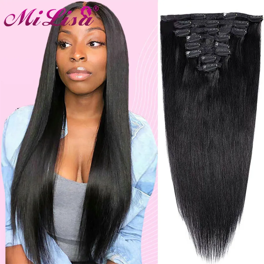 Бразильские Прямые прямые накладные Человеческие волосы Remy наращивание