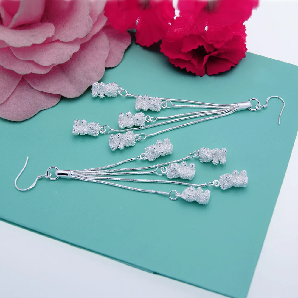 Модные женские туфли 925 стерлингового серебра серьги милые Стиль кисточкой с