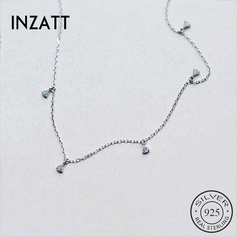 

Ожерелье-чокер INZATT из настоящего стерлингового серебра 925 пробы, модное женское геометрическое ювелирное изделие, Богемные аксессуары
