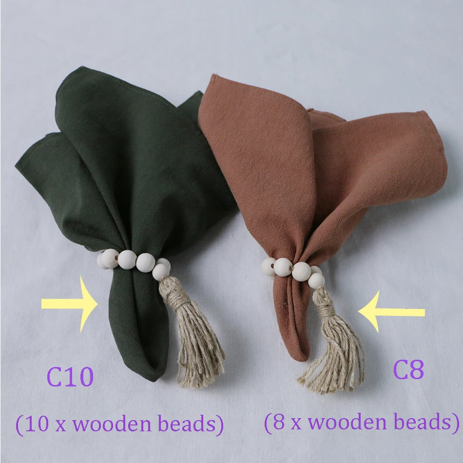Деревянные бусины салфетки-кольца с кисточками деревенский дом деревянные