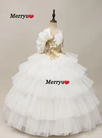 puffy tulle layers flower girl dress halter luxurious beads girl wedding party dress cute ball gown princess dresses