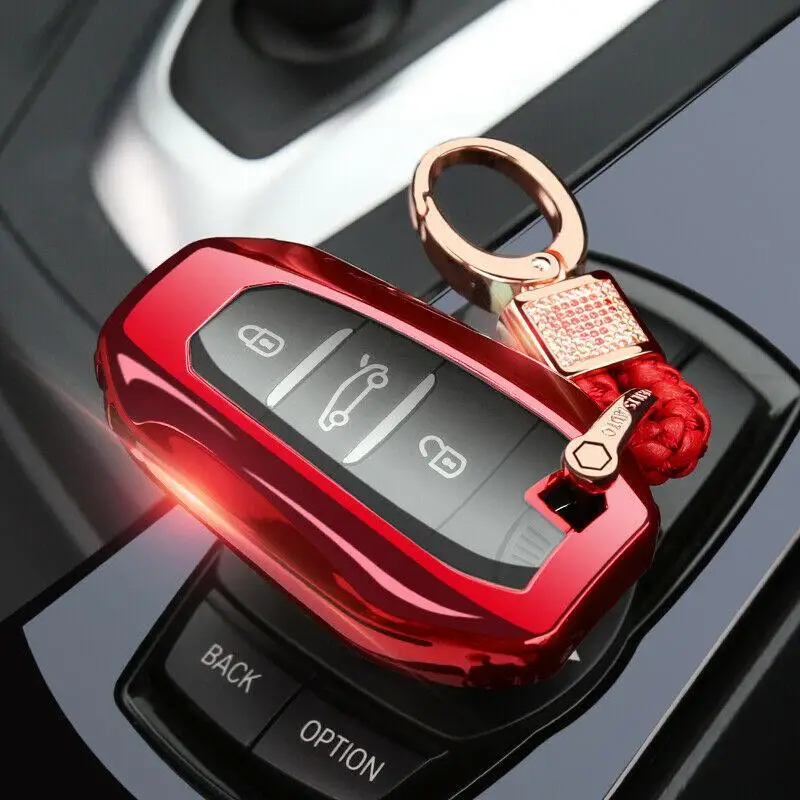 

Red Soft TPU Remote Smart Key Case Cover Full protection For Citroen c4l / c3-xr