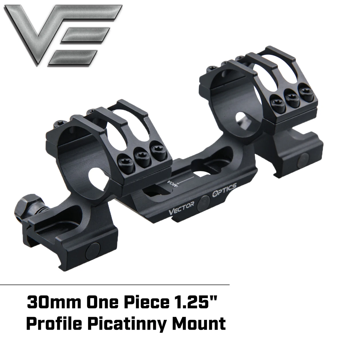 

Vector Optics 1.25'' One Piece 20MOA Picatinny 30mm Profile 6 Screws per Ring 3 Crossing Bolts Tactical for Hunting Scope