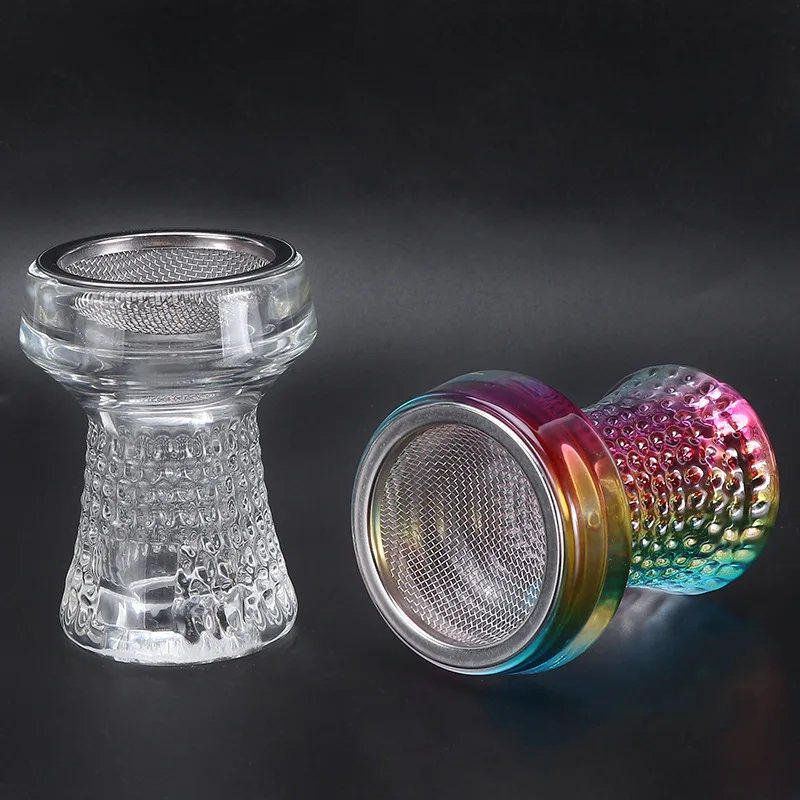 hookah accessories bowl cream glass smoke pot with wire mesh cap individually wrapped colorful hookah bowl