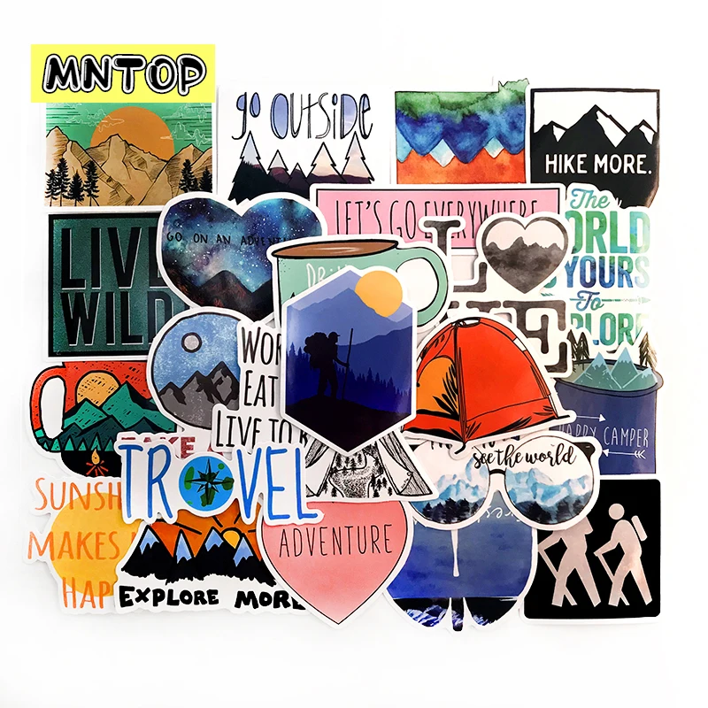 10/30/50pcs/lot Hiking Adventure Travel Stickers For Laptop Luggage Refrigerator Notebook Laptop Toy Sticker Moto Skateboard
