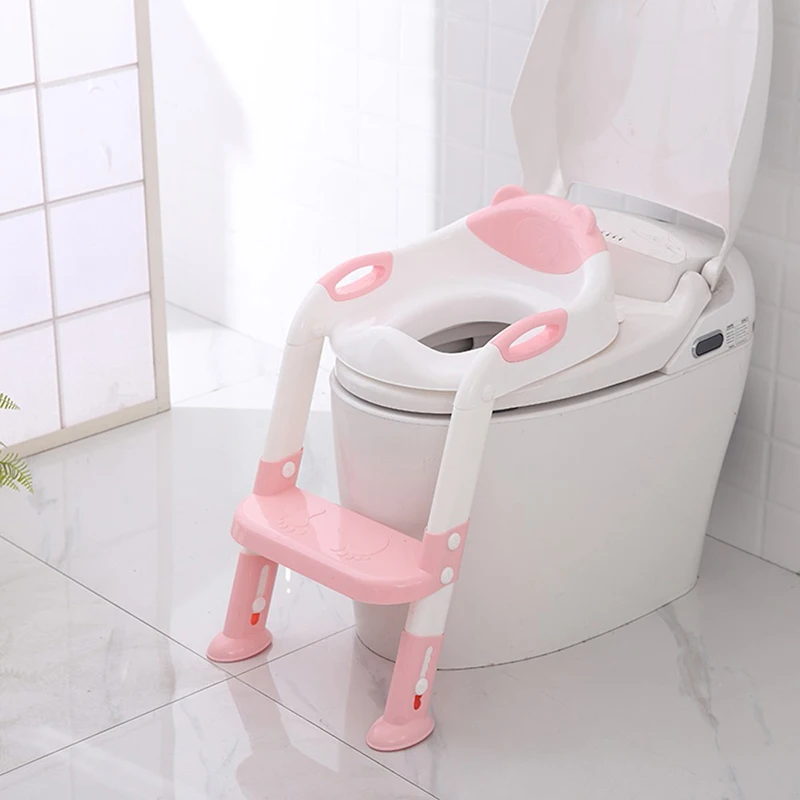 pink with soft pad Складной Детский горшок для младенцев, детский унитаз, тренировочное сиденье с регулируемой лестницей, портативный писсуар, тренировочные сиденья для детей - Цвет: pink with soft pad