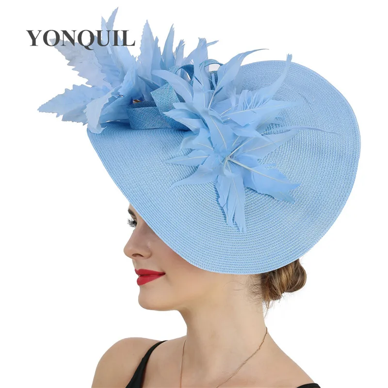 

New Arrivals Big Brim Hat Fascinator Fancy Feather Flower Headwear Women Fashion Ladies Hair Accessories Cocktail Derby Fedora