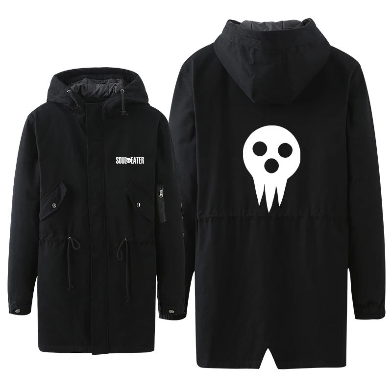 

Soul Eater Cosplay Unisex Coat Zipper Hooded Color Printing Overcoat Winter Popular Thick Warm Cool Fashion Jacket Hoodie