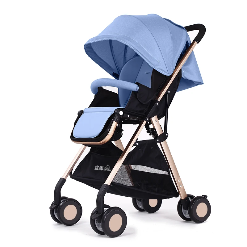 Leecus детская тележка, ультра-светильник, портативная, может лежать, складывается, простая, с высоким видом, Детская bb тележка - Цвет: Cowboy blue