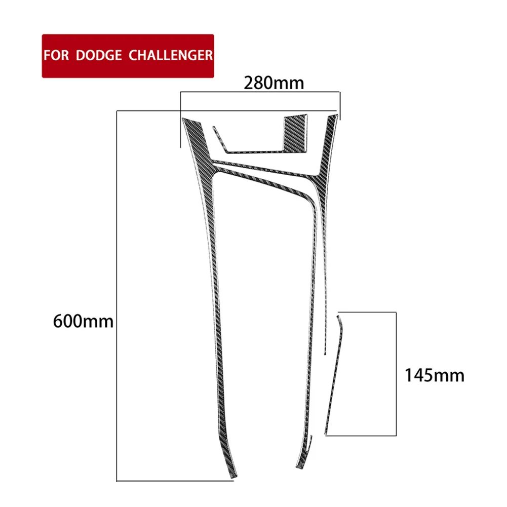 

3pcs/set Genuine Real Carbon Fiber Gear Shift Panel Frame Trim Cover Decorative Stickers for Dodge Challenger 2008-2014