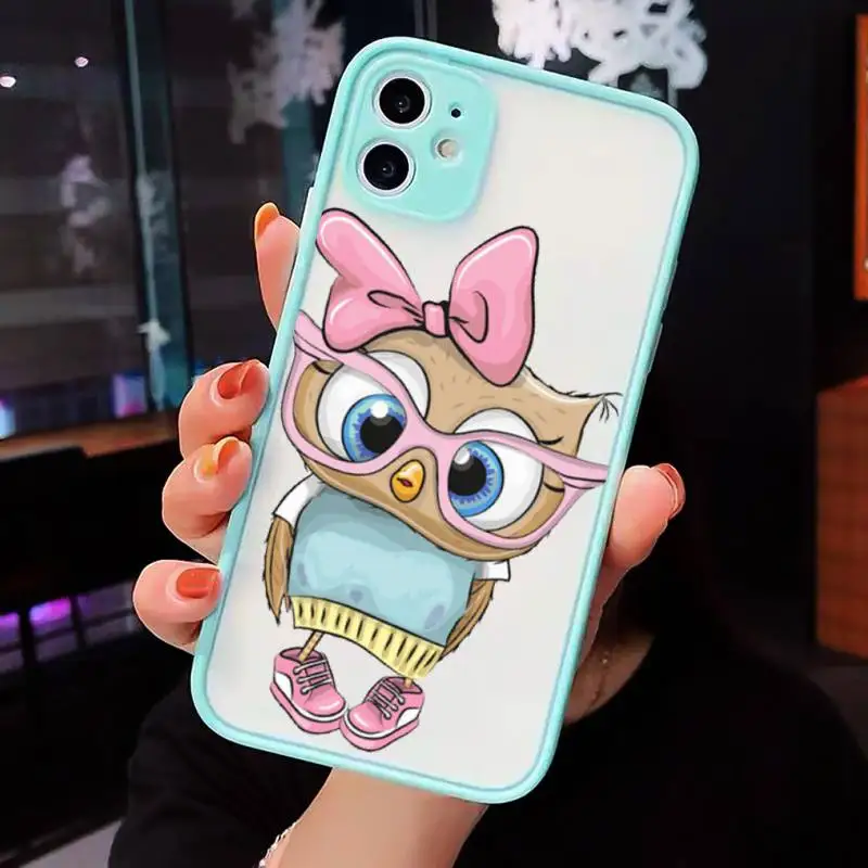 

Cute cartoon owl animal Phone Cases matte transparent For iphone 7 8 11 12 plus mini x xs xr pro max cover