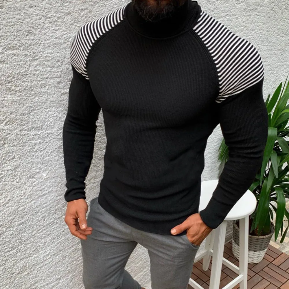 Модные мужские свитера с длинным рукавом Облегающая водолазка Мужская одежда