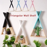 creative wooden triangle shelf lovely nordic style shelf wall hanging trigon storage book shelf home kids baby room diy decor