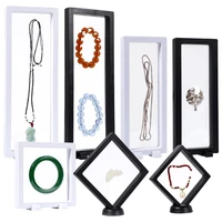 3d albums floating frame holder jewelry clear display case stand ring pendant pretty shelves protect holder gemstone coin chip