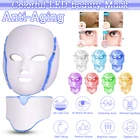 Светодиодная маска для лица, 7 цветов, освещение, фототерапия, средство для ухода за шеей и лицом, омоложение кожи, отбеливание