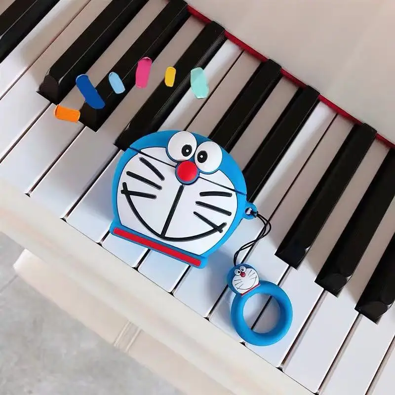 Doraemon Дизайнерские V силиконовый чехол для наушников для airpod чехол 2 милые для apple Bluetooth наушники чехол мультфильм 3D вкладыши чехлы с рисунком дораэмона - Цвет: Doraemon