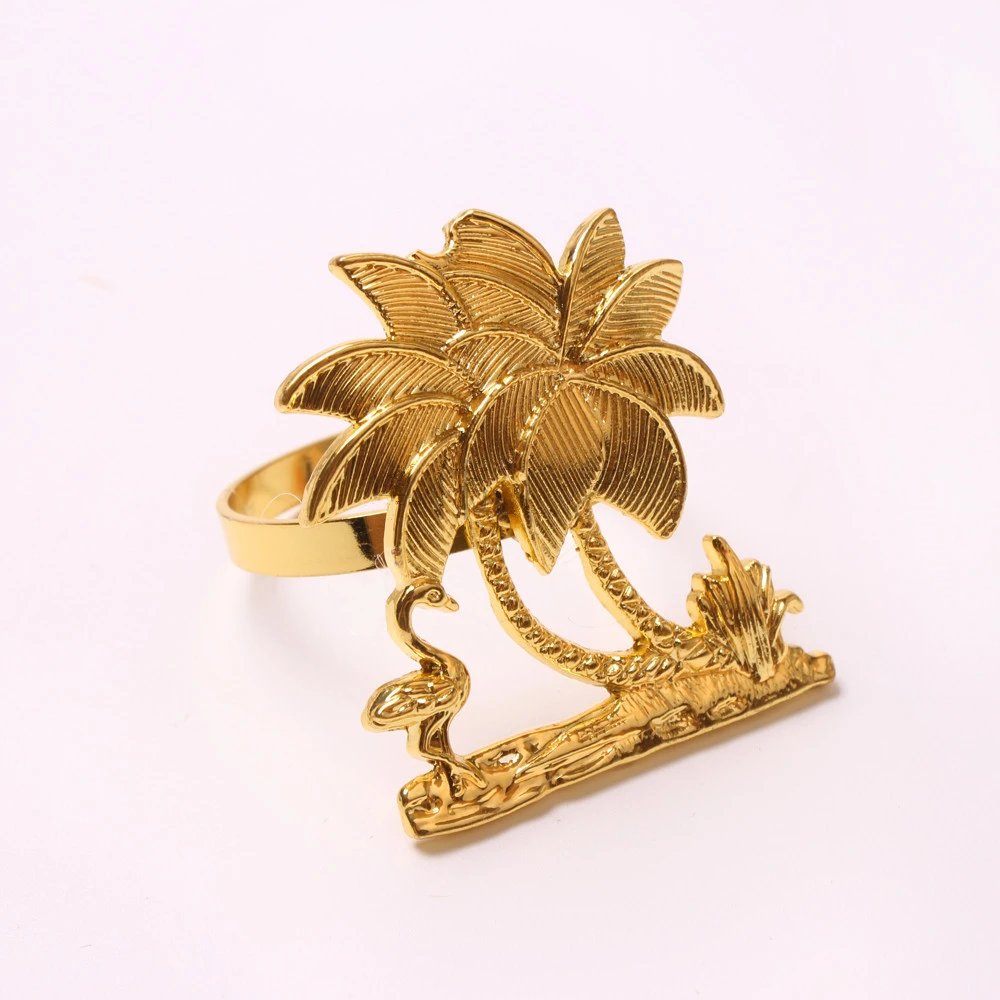

8pcs/lot New Coconut Tree Napkin Button Metal Napkin Link Day Party Tableware Napkin Ring Desktop Decoration
